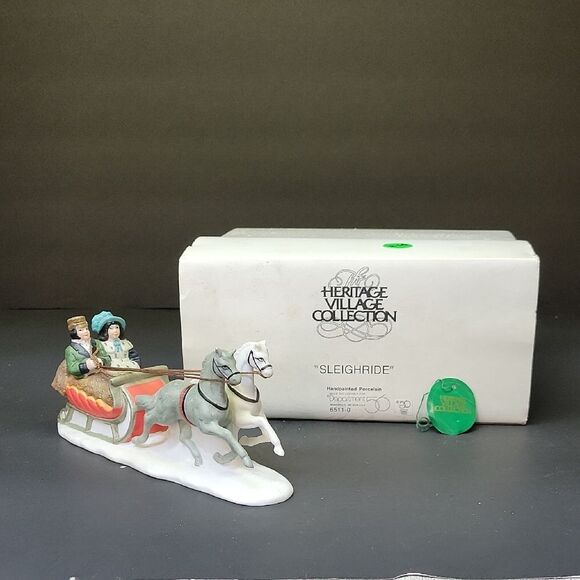 DEPT 56 HERITAGE VILLAGE #6511 SLEIGHRIDE  FIGURE With Box - Picture 1 of 9